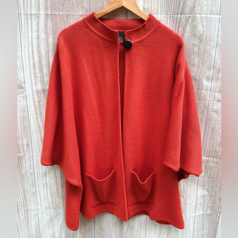 VTG Tally-Ho size 3X capelet Lagenlook cardigan topper sweater poncho